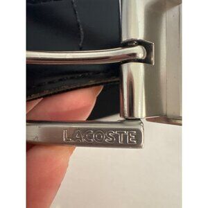 Vintage Lacoste Men Belt Sz 38 Black Double-Sided Webbing/Leather Alligator Logo